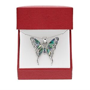 Sterling silver Abalone Butterfly pendant necklace